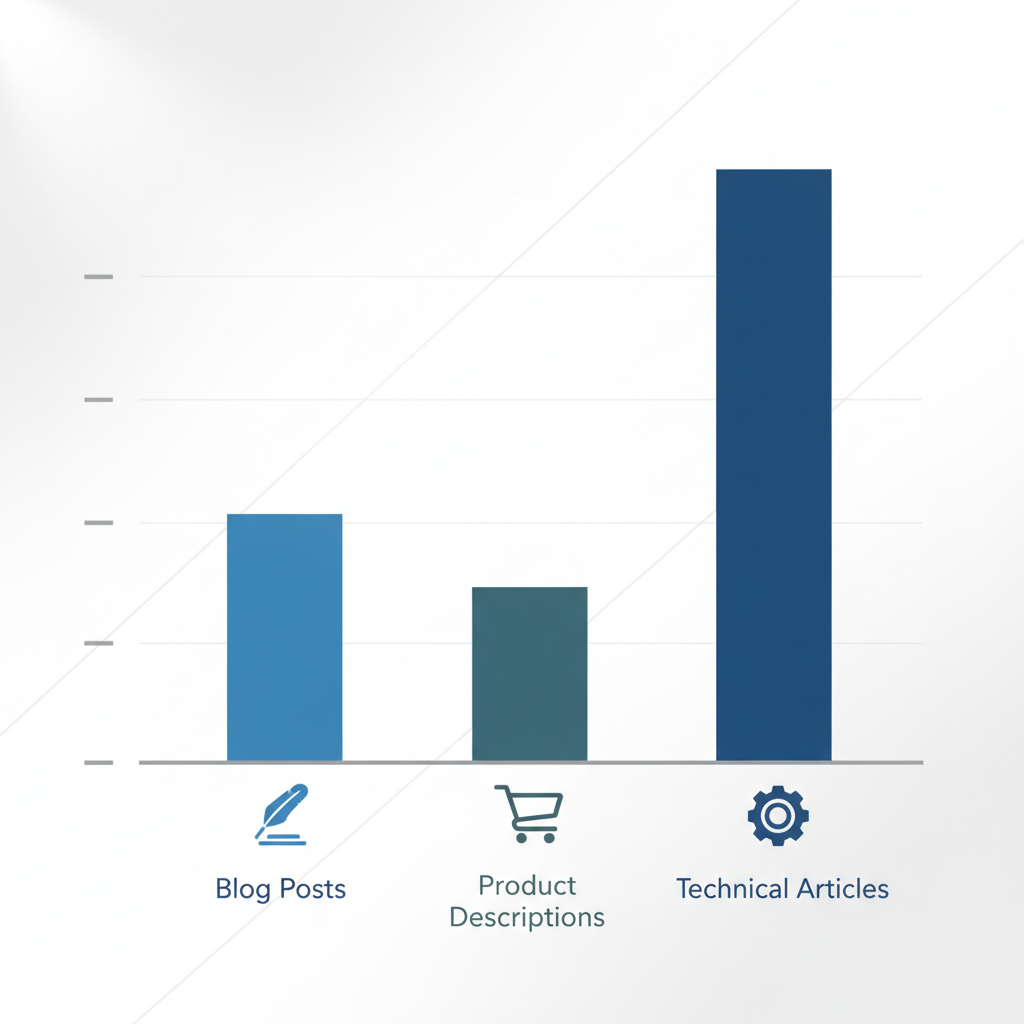 גרף המציג את השפעת סוג התוכן על העלות של כתיבת תוכן לאתר