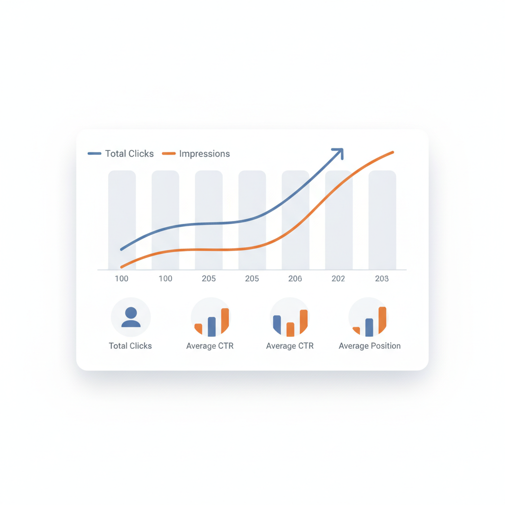 צילום מסך של דוח ביצועים ב-Google Search Console המראה נתונים על קידום אתרי חדשות